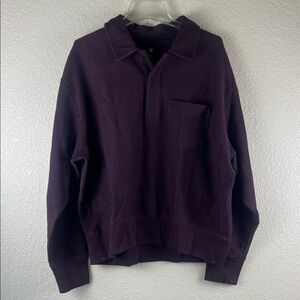 Banana Republic French Terry Rugby Sweater in Ruby Plum Purple size XL NWT